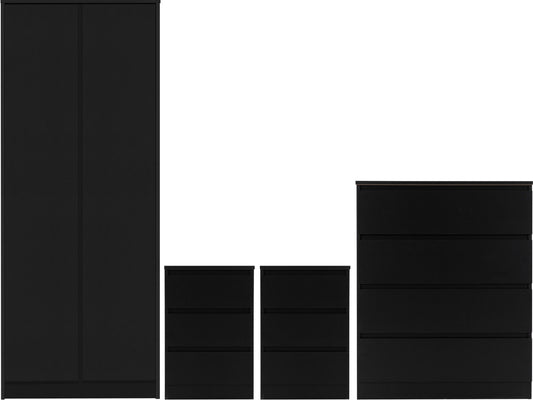 Malvern 2 Door Wardrobe Bedroom Set - Black