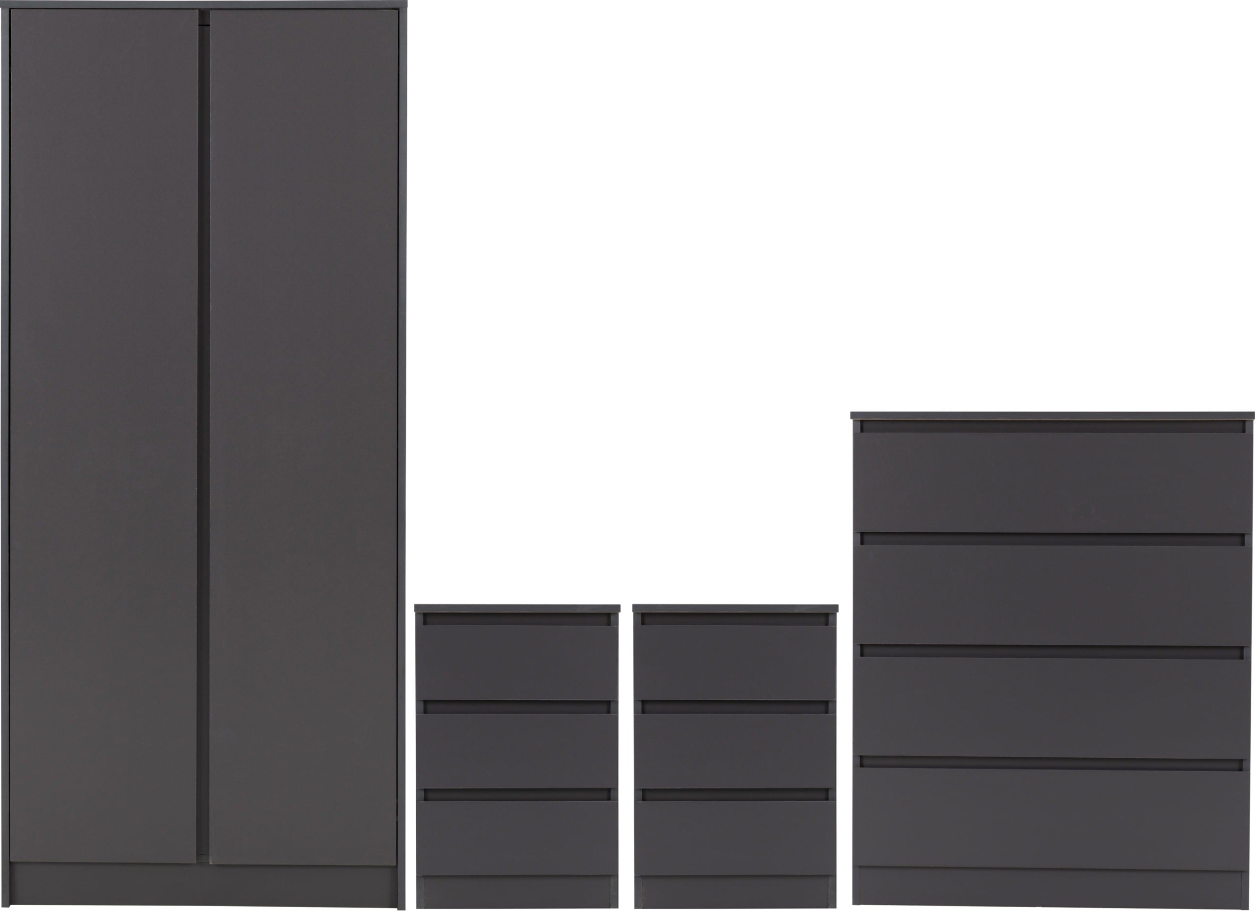 Malvern 2 Door Wardrobe Bedroom Set - Grey