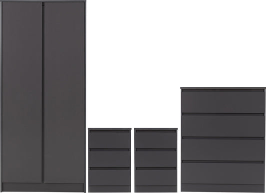 Malvern 2 Door Wardrobe Bedroom Set - Grey
