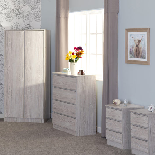 Malvern 2 Door Wardrobe Bedroom Set - Urban Snow