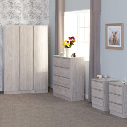 Malvern 3 Door Wardrobe Bedroom Set - Urban Snow