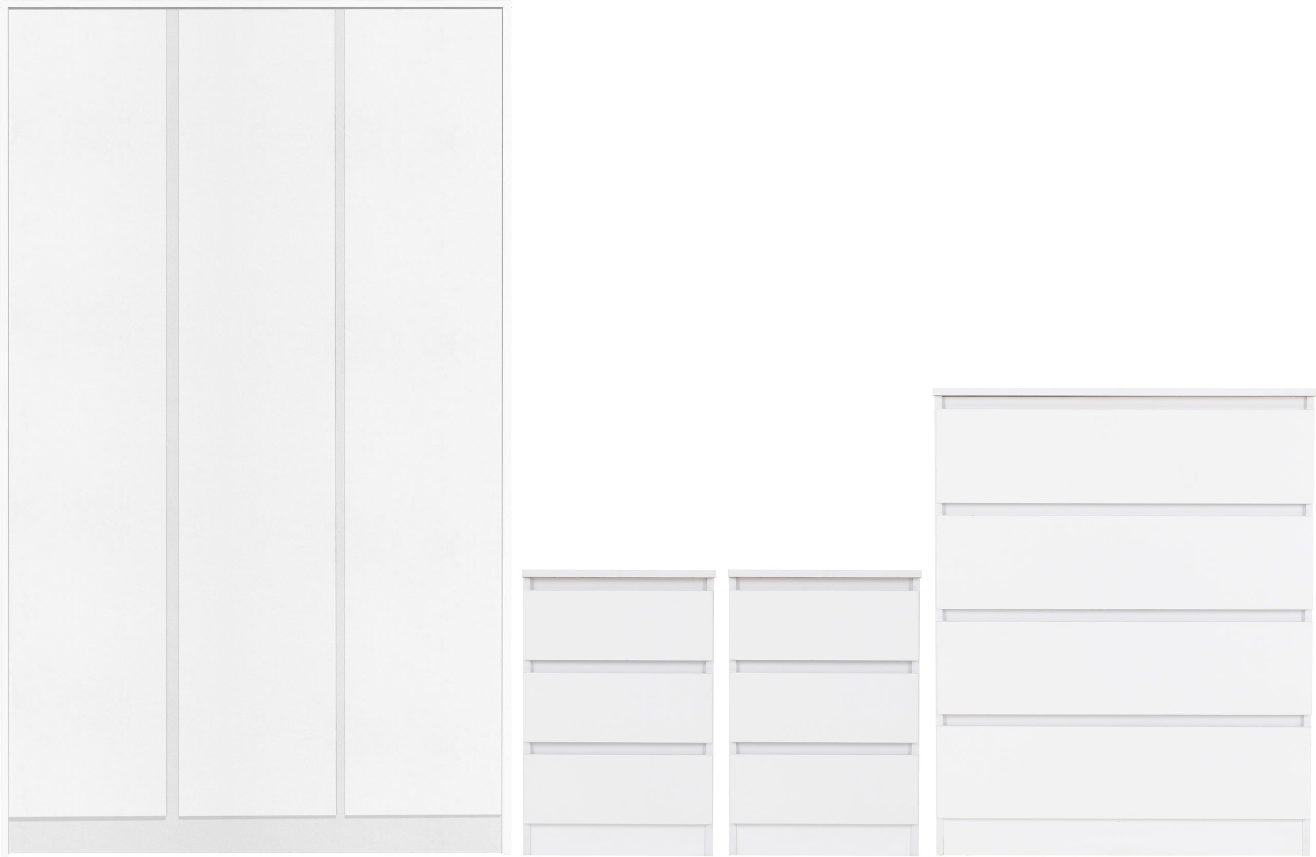 Malvern 3 Door Wardrobe Bedroom Set - White