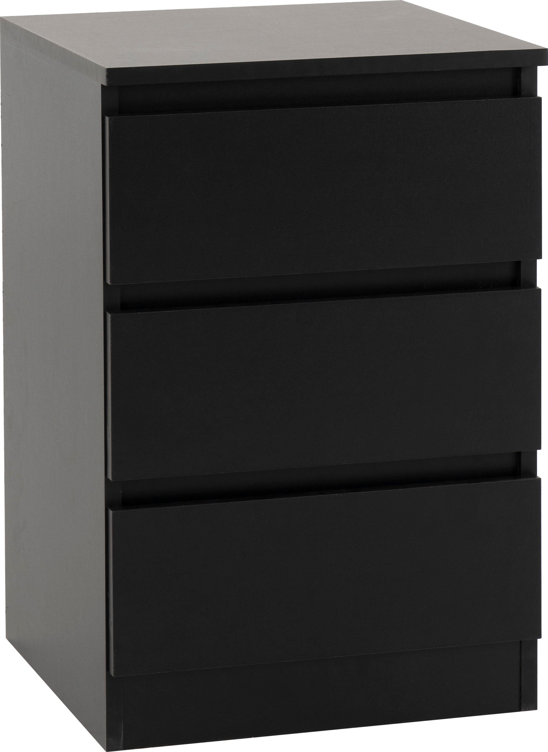 Malvern 3 Drawer Bedside - Black