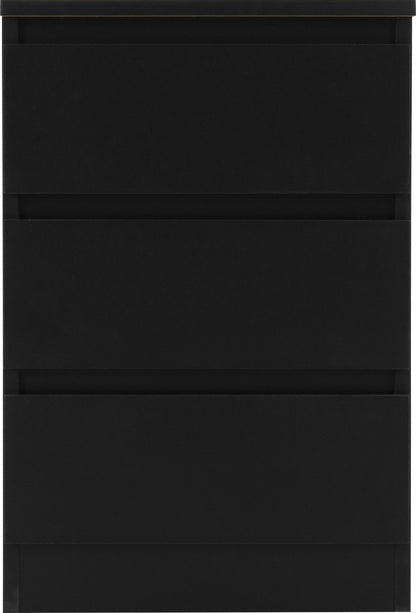 Malvern 3 Drawer Bedside X2 - Black