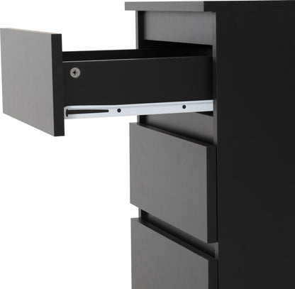 Malvern 3 Drawer Bedside X2 - Black
