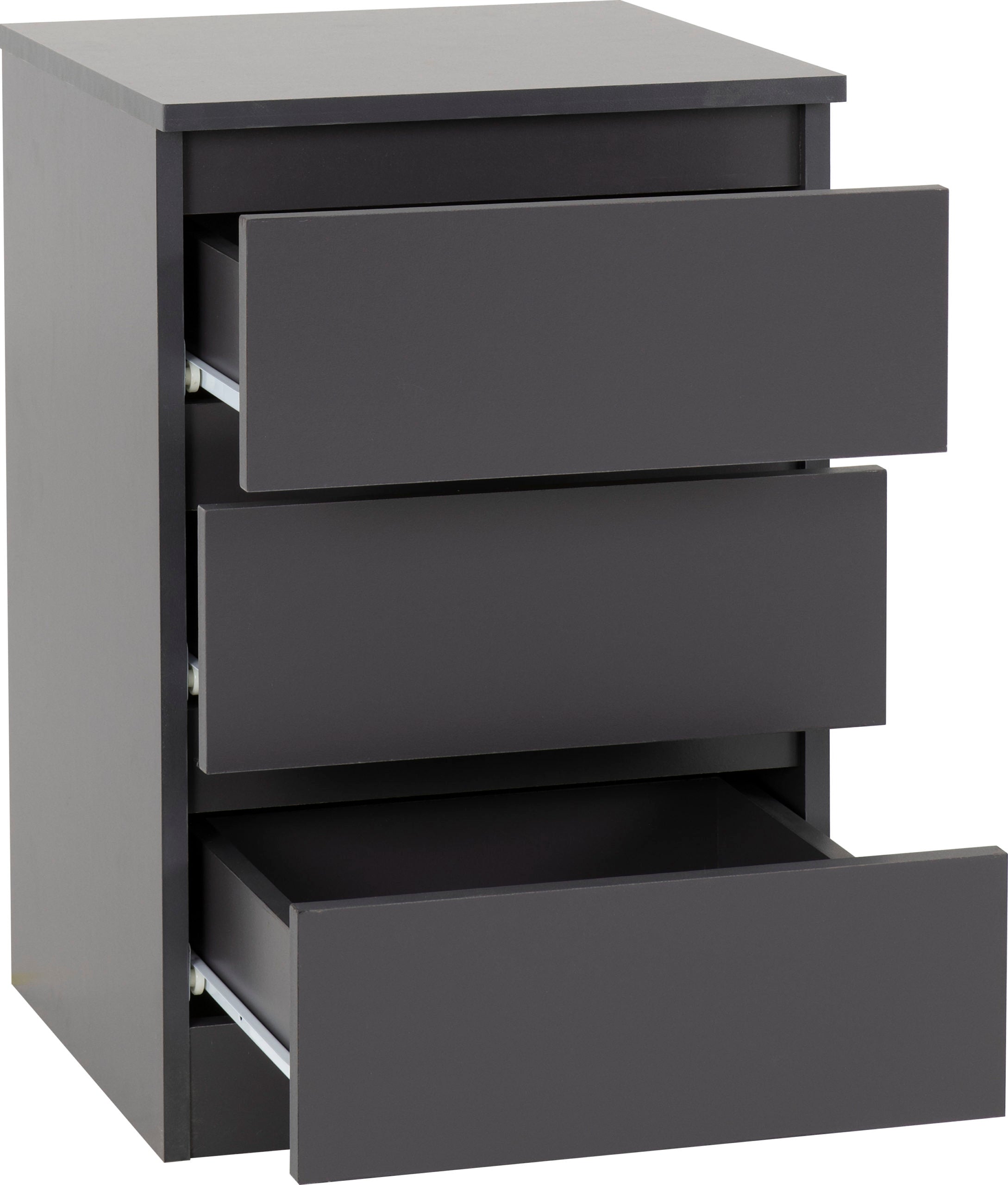Malvern 3 Drawer Bedside X2 - Grey