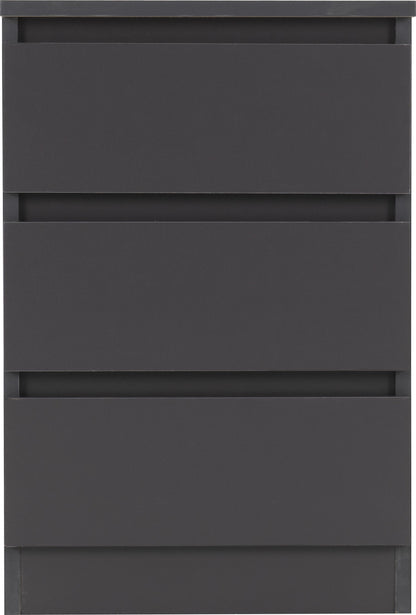 Malvern 3 Drawer Bedside - Grey