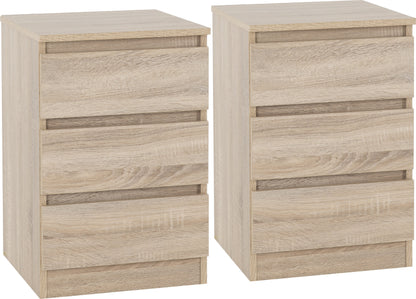 Malvern 3 Drawer Bedside X2 - Sonoma Oak Effect