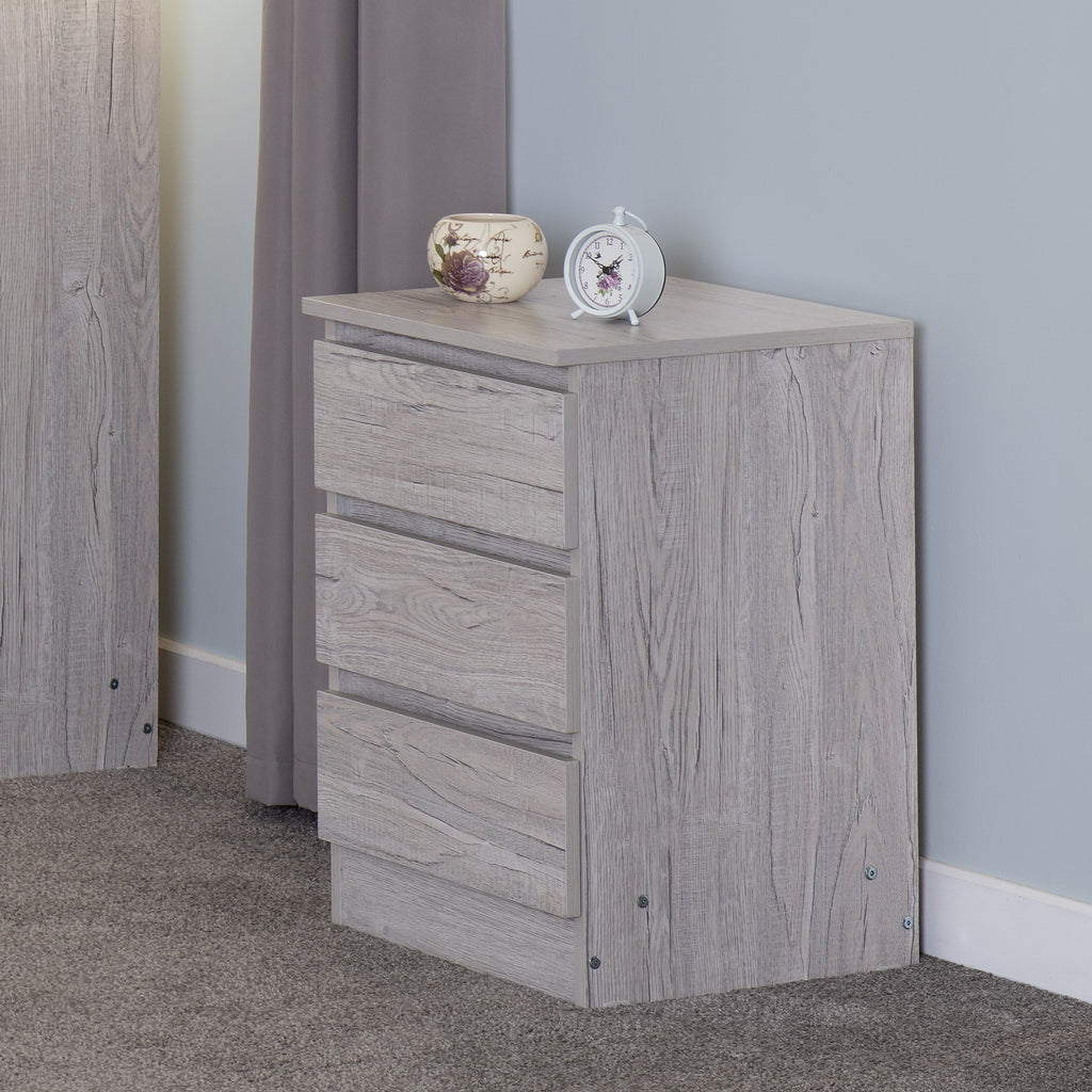 Malvern 3 Drawer Bedside - Urban Snow