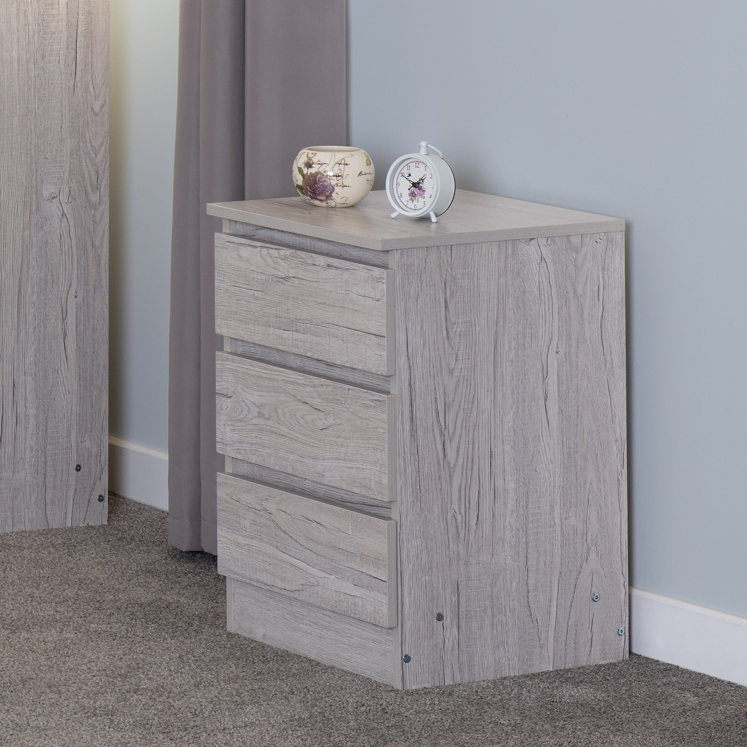Malvern 3 Drawer Bedside - Urban Snow