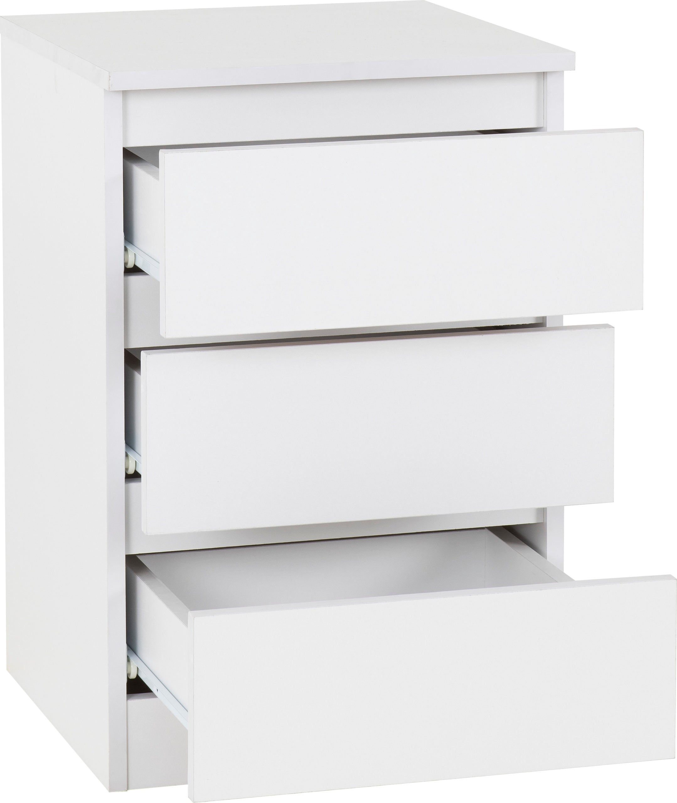 Malvern 3 Drawer Bedside - White