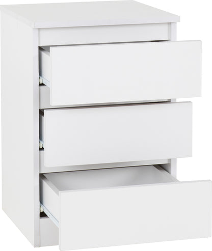 Malvern 3 Drawer Bedside X2 - White