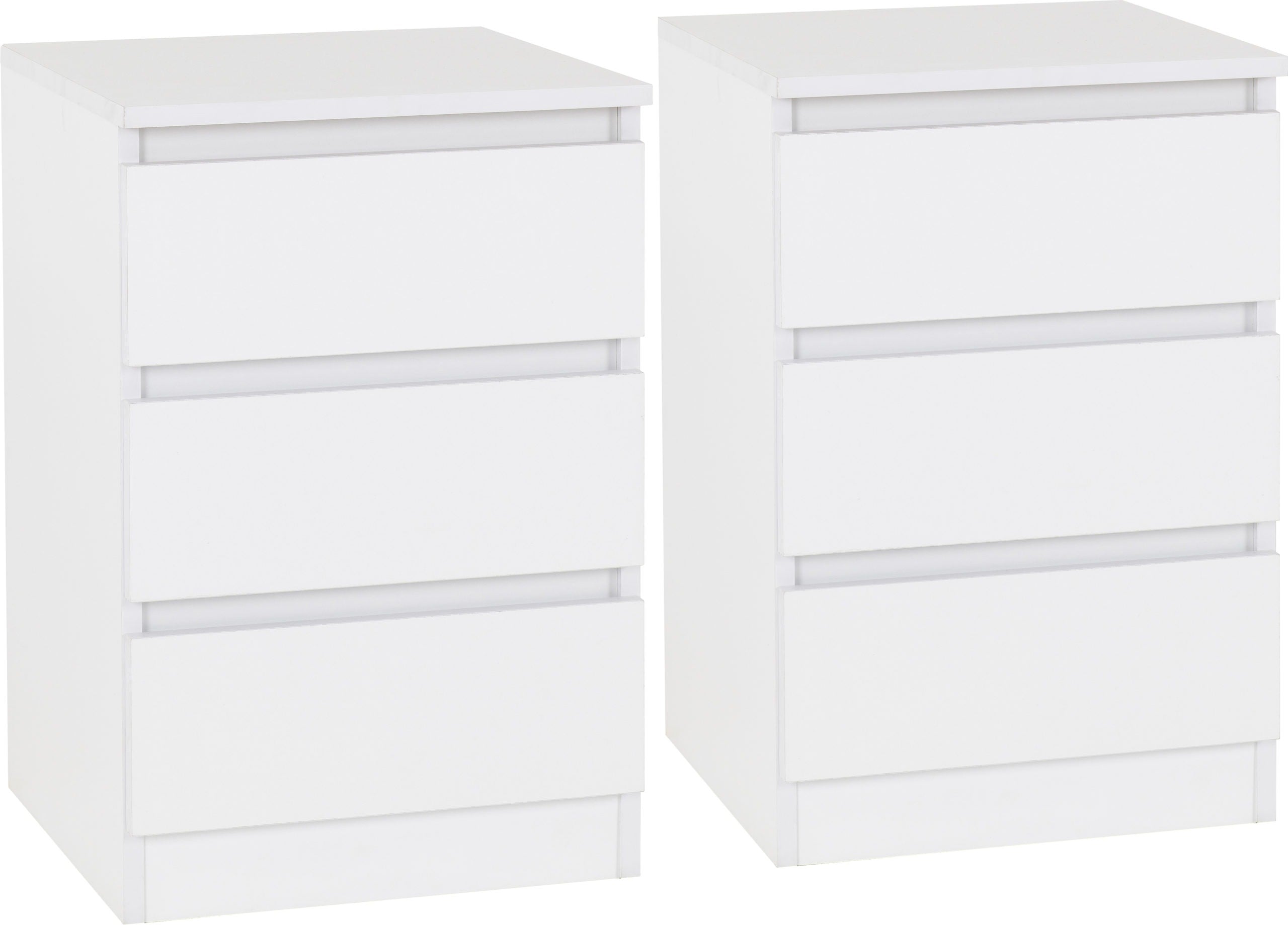 Malvern 3 Drawer Bedside X2 - White
