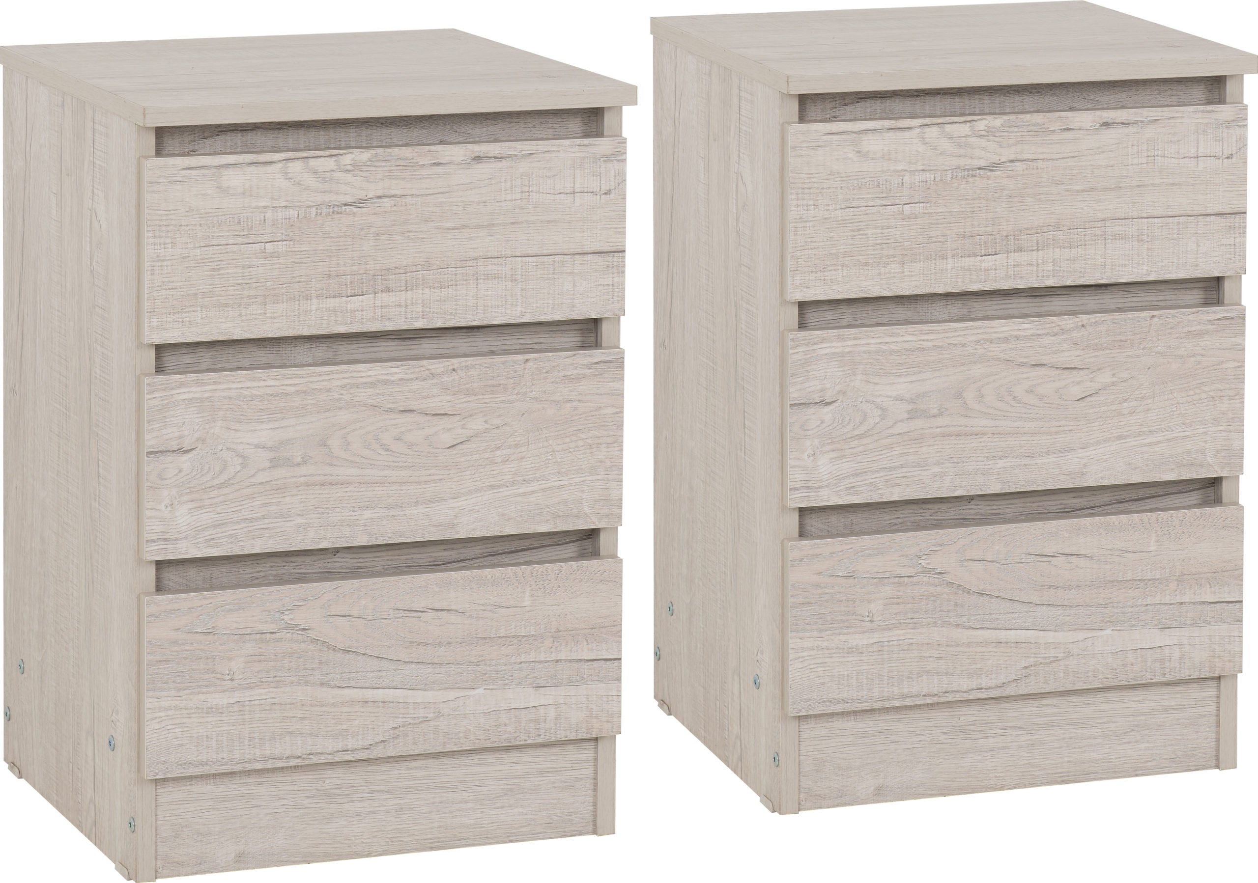 Malvern 3 Drawer Bedside X2 - Urban Snow