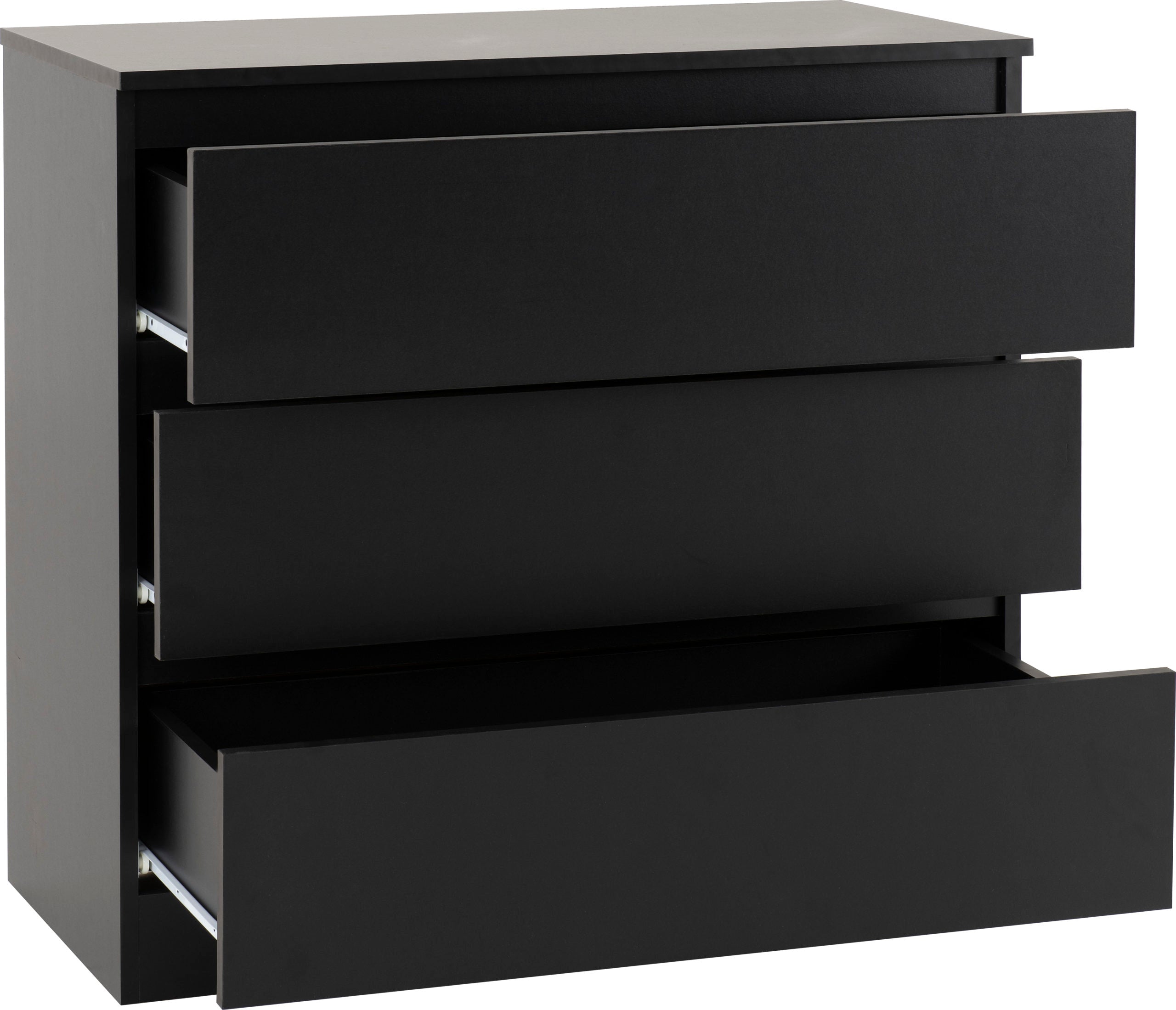 Malvern 3 Drawer Chest - Black