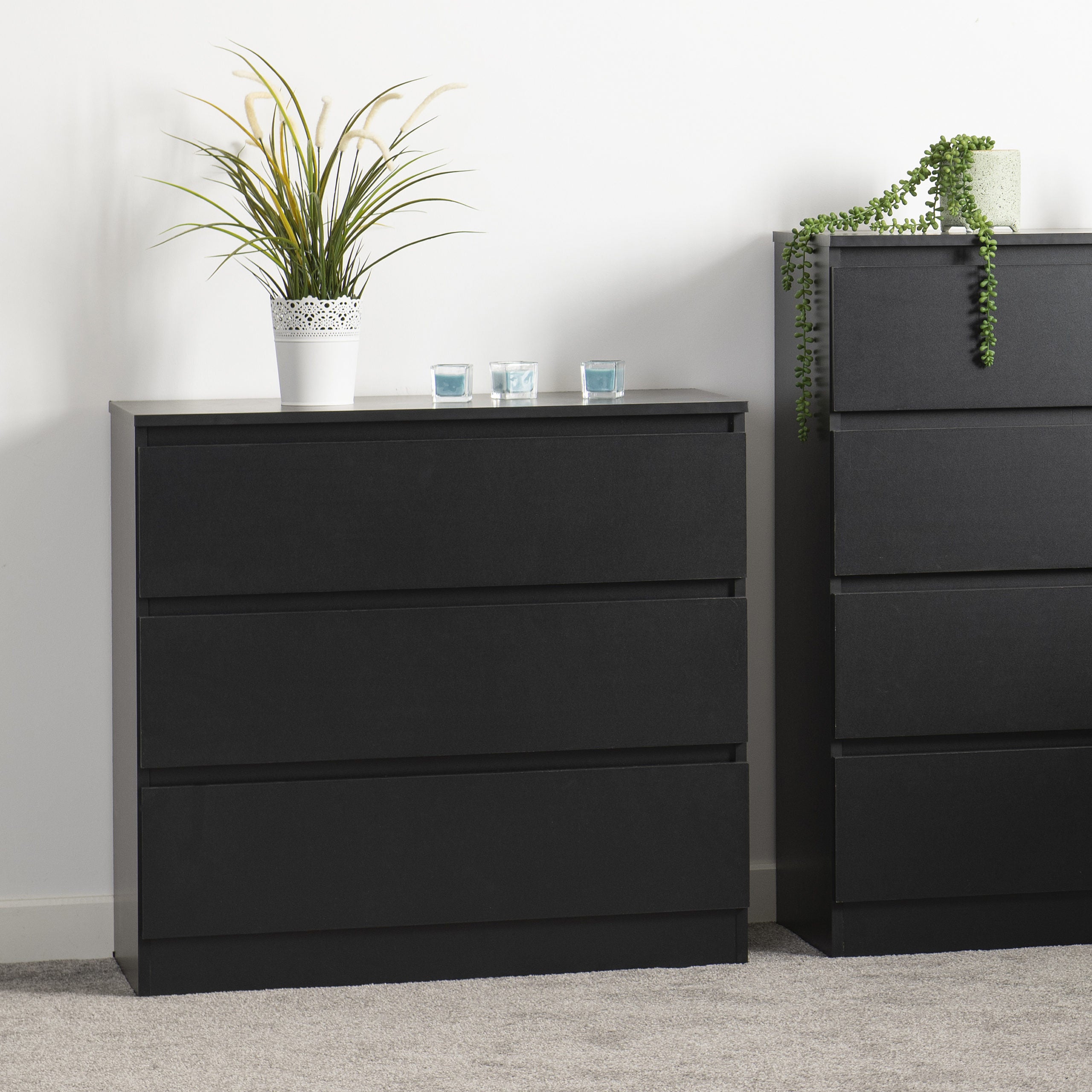 Malvern 3 Drawer Chest - Black