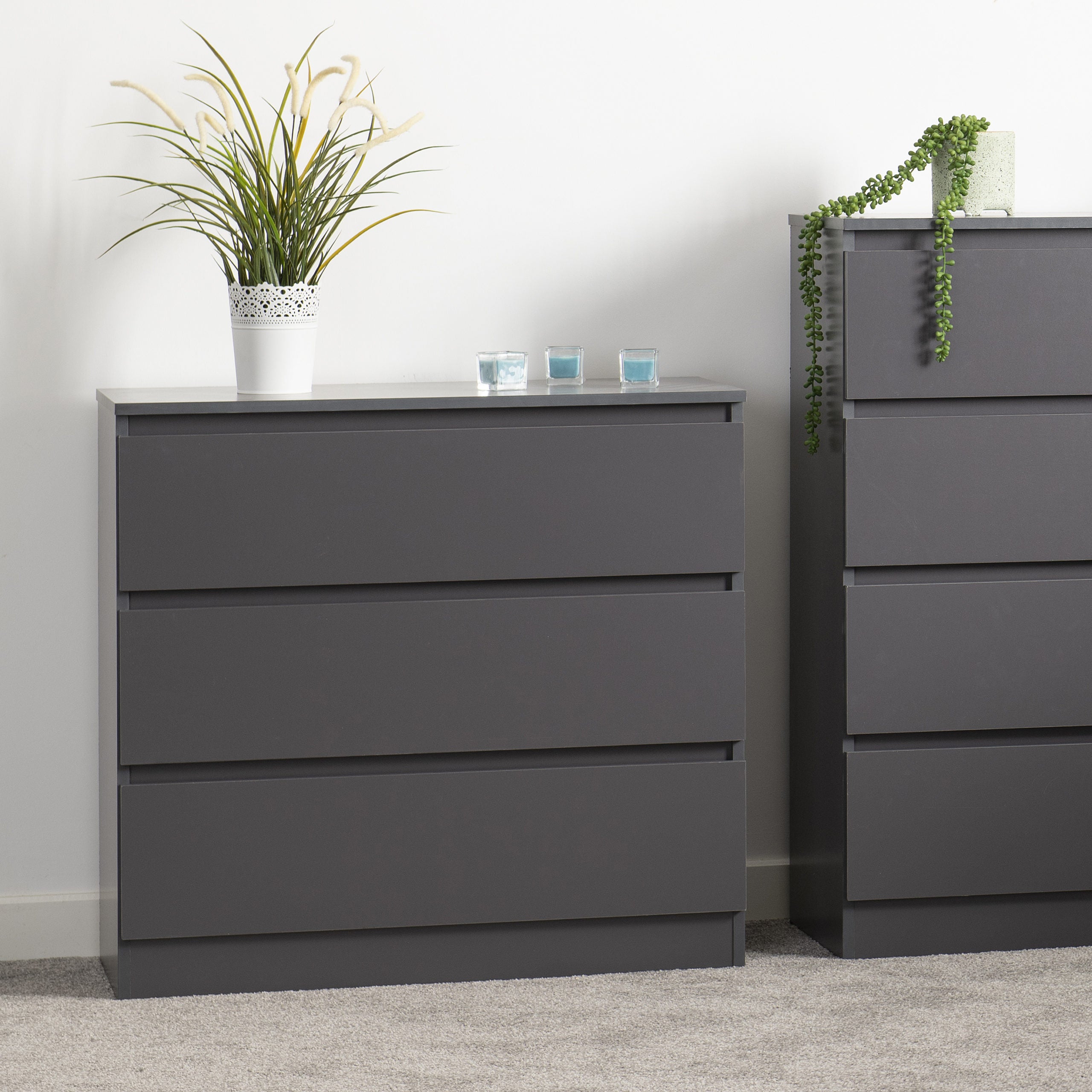 Malvern 3 Drawer Chest - Grey
