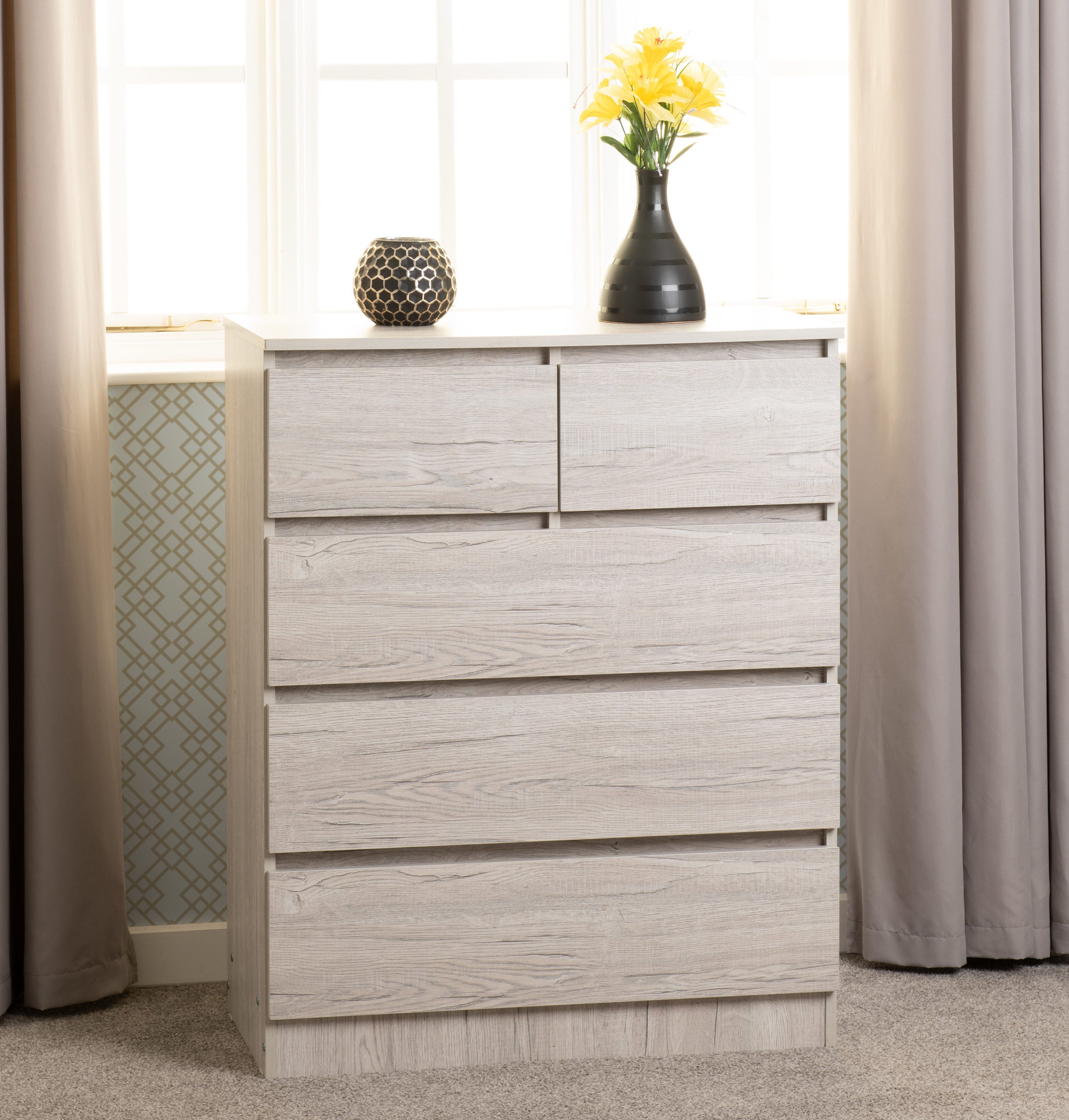 Malvern 3+2 Drawer Chest - Urban Snow