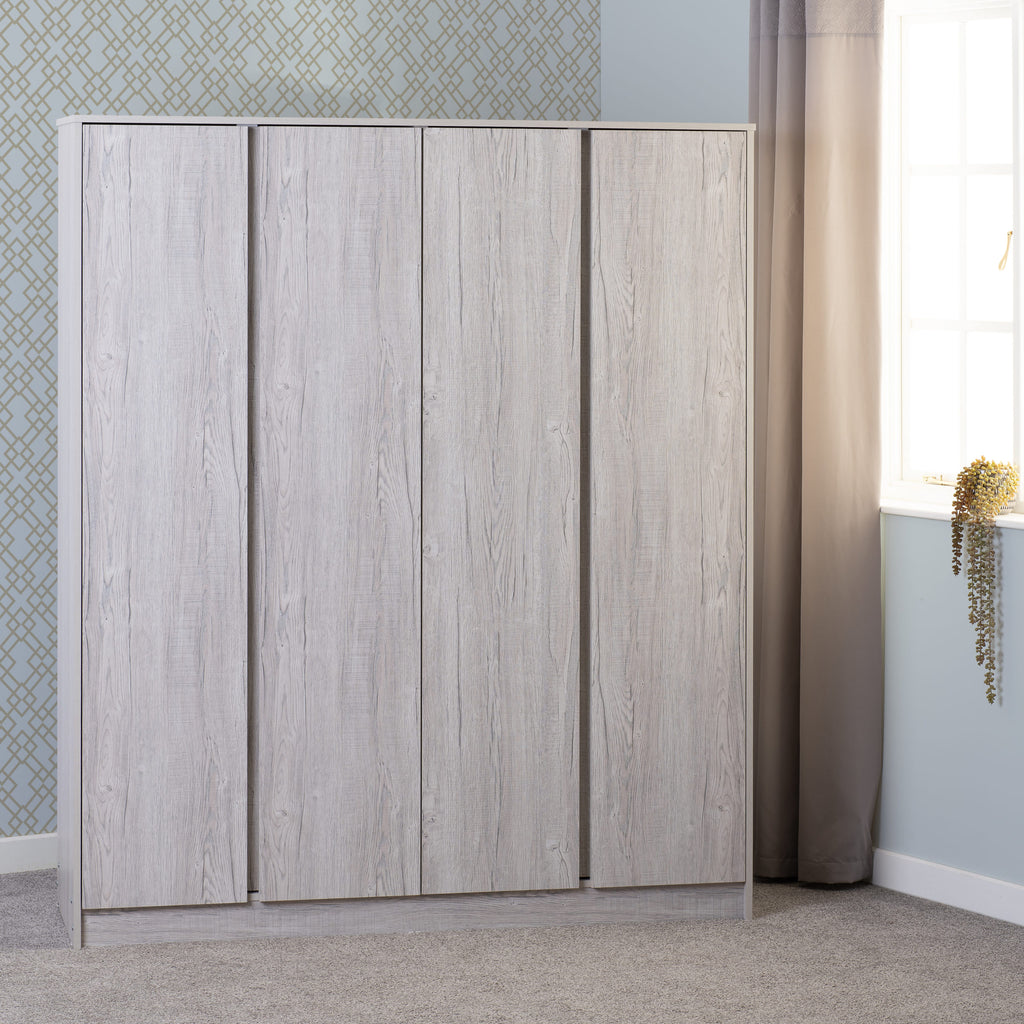 Malvern 4 Door Wardrobe - Urban Snow