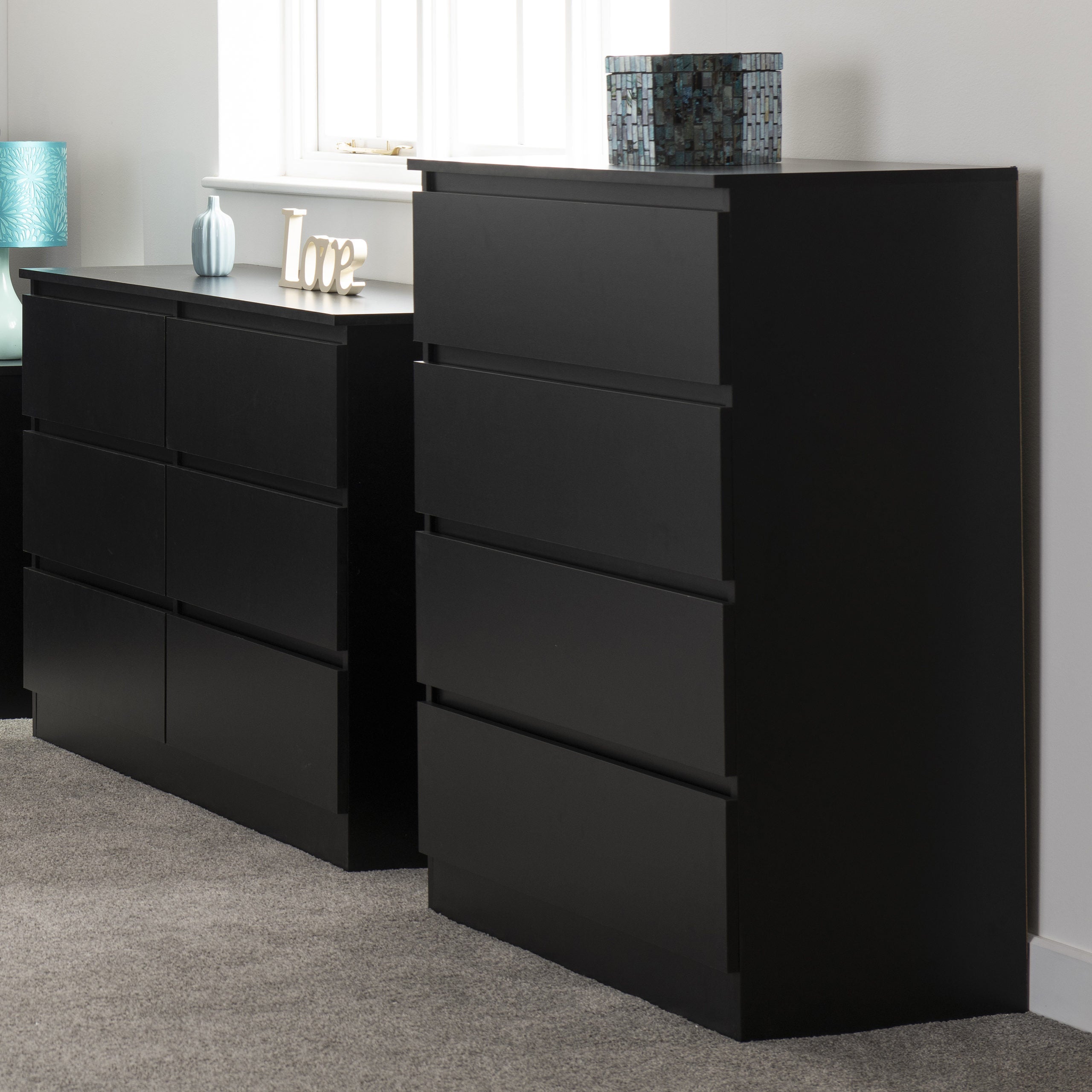Malvern 4 Drawer Chest - Black