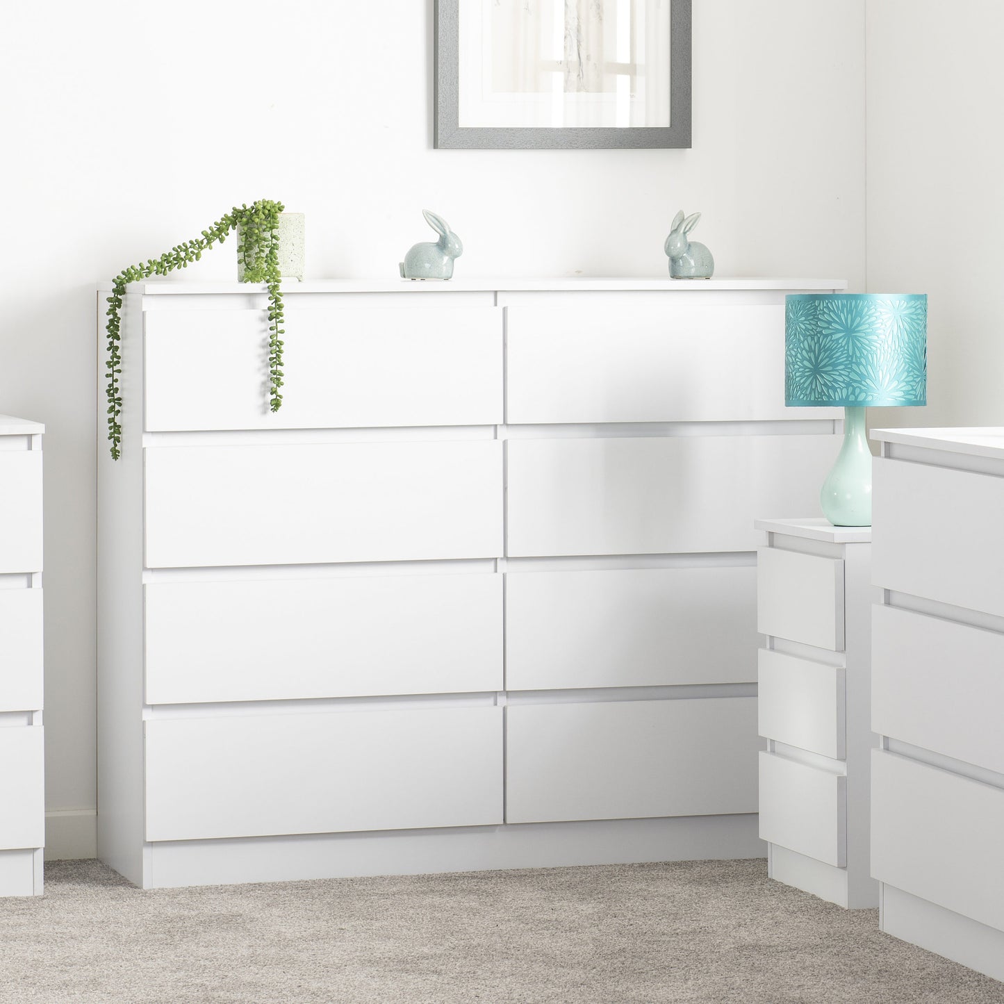 Malvern 8 Drawer Chest - White