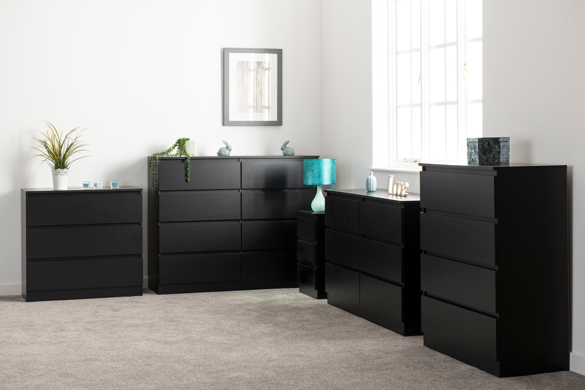 Malvern 4 Drawer Chest - Black