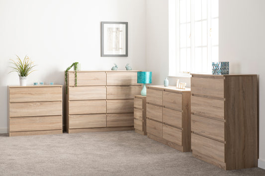 Malvern 3 Drawer Bedside - Sonoma Oak Effect