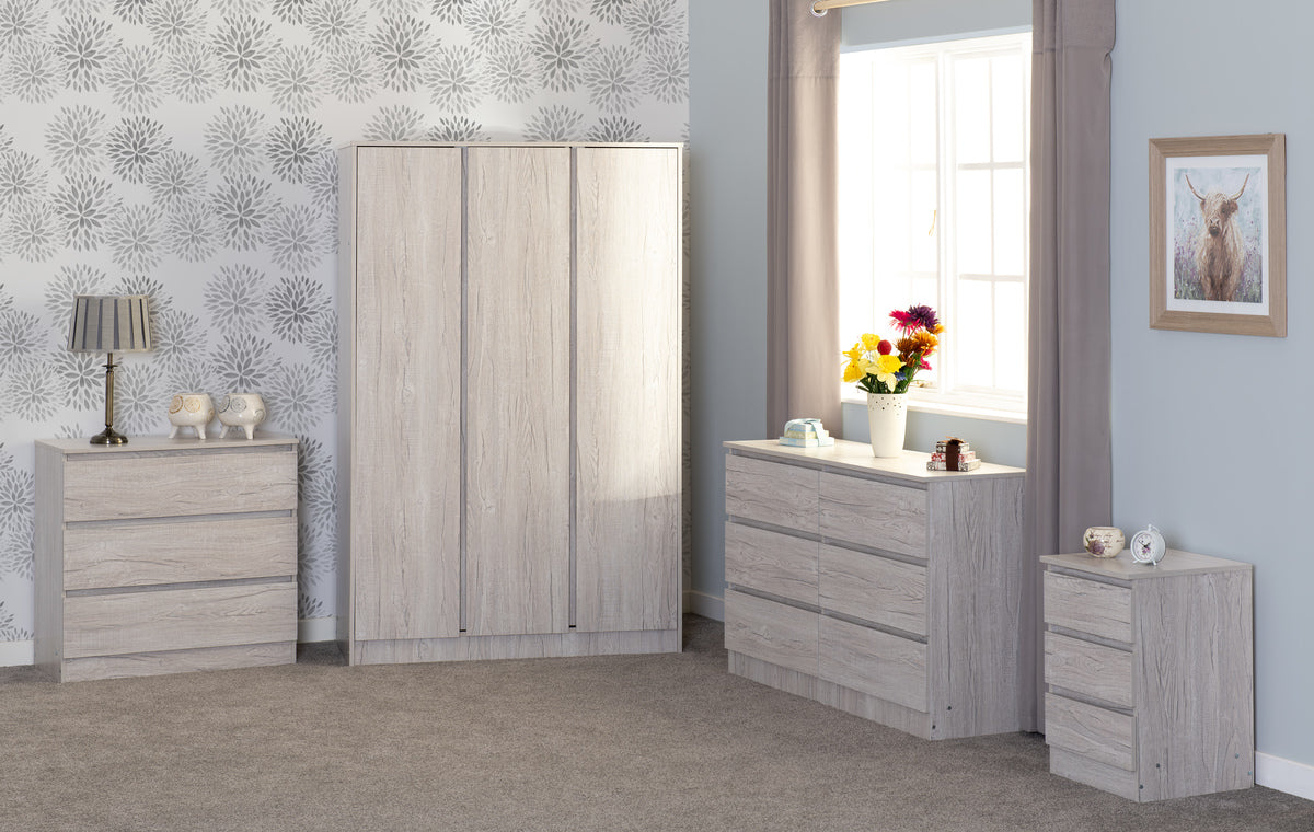 Malvern 3 Door Wardrobe - Urban Snow