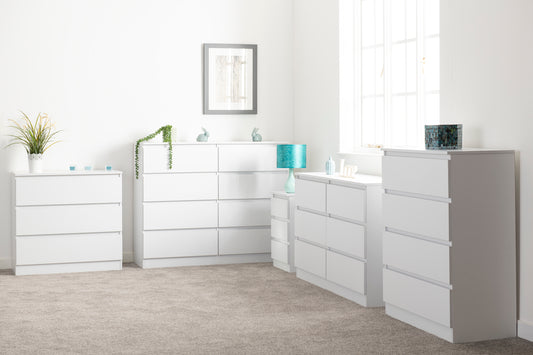Malvern 3 Drawer Bedside - White
