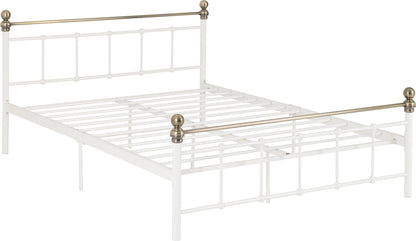 Marlborough 4'6" Bed - White/Antique Brass