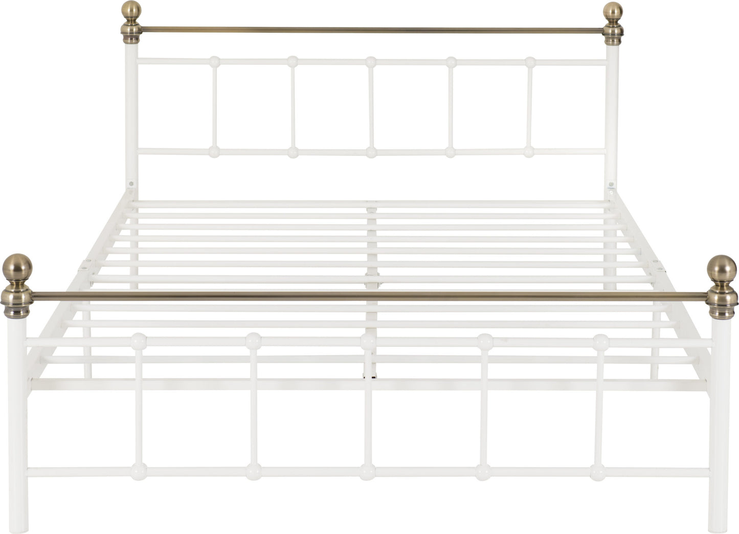 Marlborough 4'6" Bed - White/Antique Brass