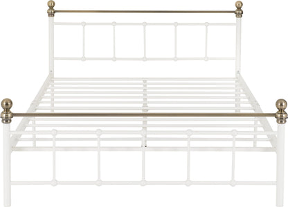 Marlborough 4'6" Bed - White/Antique Brass