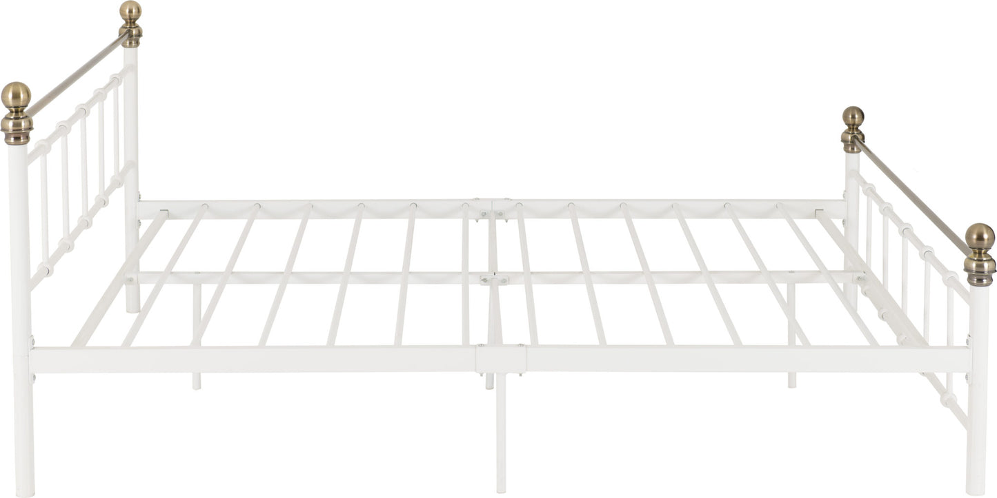 Marlborough 4'6" Bed - White/Antique Brass