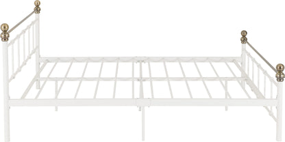 Marlborough 4'6" Bed - White/Antique Brass