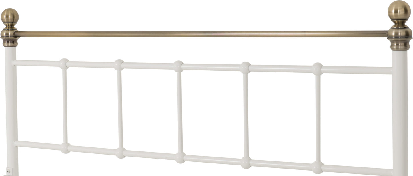 Marlborough 4'6" Bed - White/Antique Brass