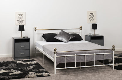 Marlborough 4'6" Bed - White/Antique Brass