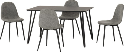 Marlow & Athens Dining Set (X4 Chairs) - Black Marble/Grey Pu