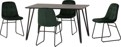 Marlow & Lukas Dining Set (X4 Chairs) - Black Marble/Emerald Green Velvet