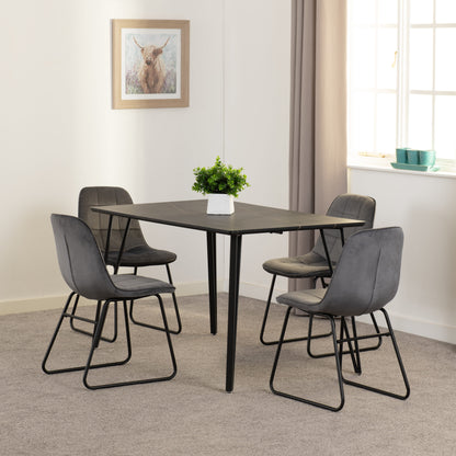 Marlow & Lukas Dining Set (X4 Chairs) - Black Marble/Grey Velvet