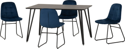 Marlow & Lukas Dining Set (X4 Chairs) - Black Marble/Sapphire Blue Velvet