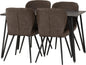 Marlow & Quebec Dining Set (X4 Chairs) - Black Marble/Brown Pu