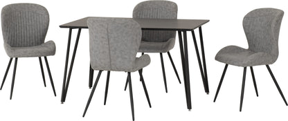Marlow & Quebec Dining Set (X4 Chairs) - Black Marble/Grey Pu