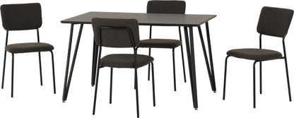 Marlow & Sheldon Dining Set (X4 Chairs) - Black Marble/Grey Boucle Fabric