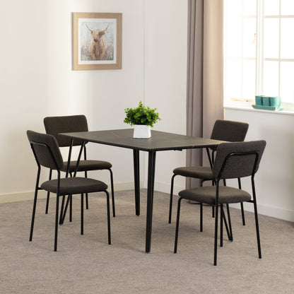 Marlow & Sheldon Dining Set (X4 Chairs) - Black Marble/Grey Boucle Fabric