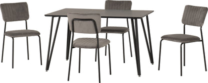 Marlow & Sheldon Dining Set (X4 Chairs) - Black Marble/Grey Velvet Fabric