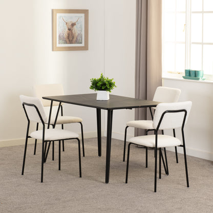 Marlow & Sheldon Dining Set (X4 Chairs) - Black Marble/Ivory Boucle Fabric