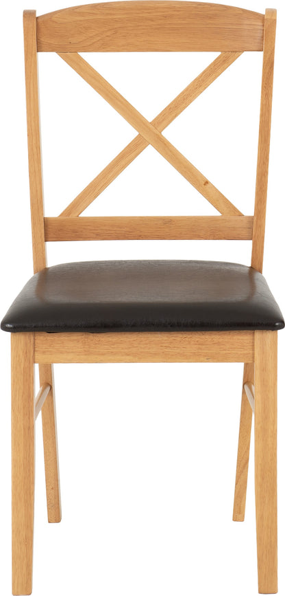 Mason Dining Chair (X2 Per Box) - Oak Varnish/Brown Pu