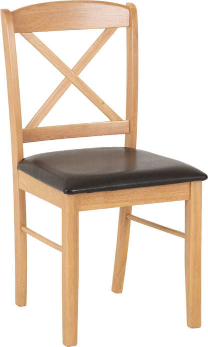 Mason Dining Chair (X2 Per Box) - Oak Varnish/Brown Pu
