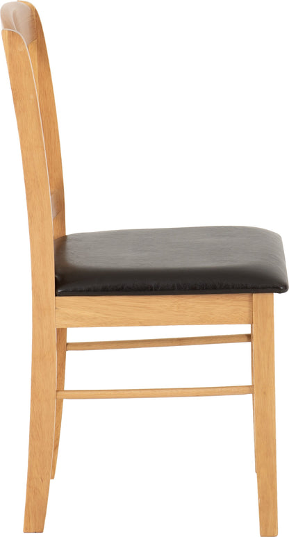 Mason Dining Chair (X2 Per Box) - Oak Varnish/Brown Pu