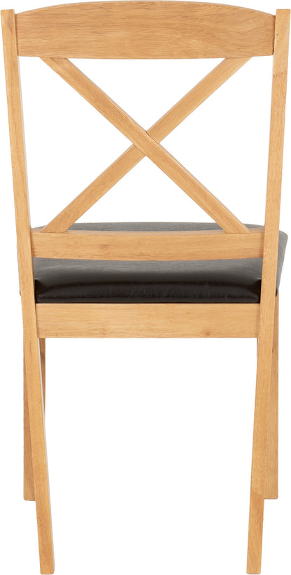 Mason Dining Chair (X2 Per Box) - Oak Varnish/Brown Pu